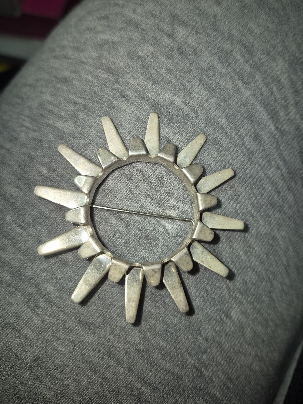 vintage Tone Vigeland "Sol" (Sun) modernist sterling silver brooch from Norway